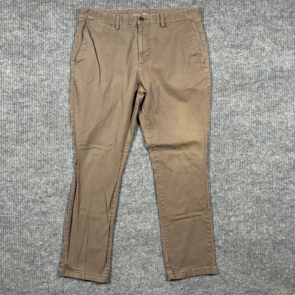 Old Navy Mens Chino Pants 34x32 Brown Ultimate Straight Built In Flex Casual
